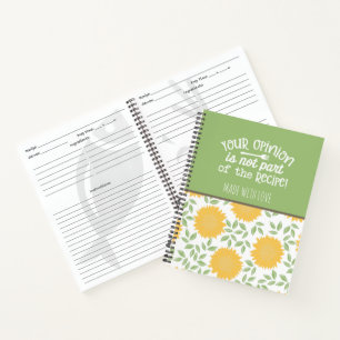 Cute Sunflower Pattern Chef Recipe Notebook