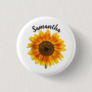 Cute Sunflower Personalized  1 Inch Round Button