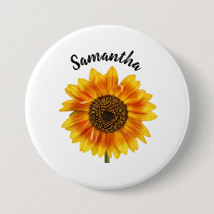 Cute Sunflower Personalized 3 Inch Round Button