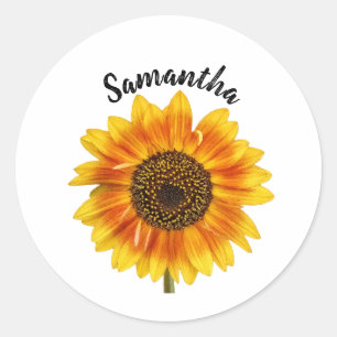 Cute Sunflower Personalized Classic Round Sticker