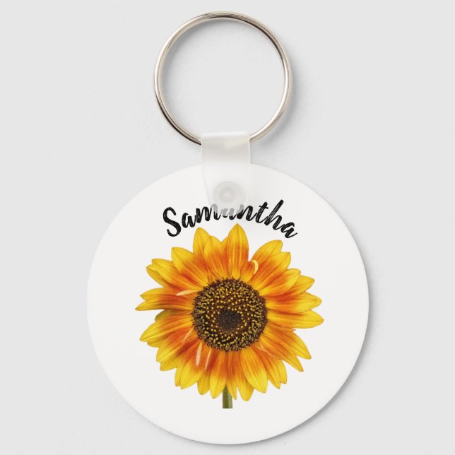 Cute Sunflower Personalized Keychain (Front)
