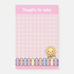 Cute Sunflower Pink Thoughts For Today Post-it Notes