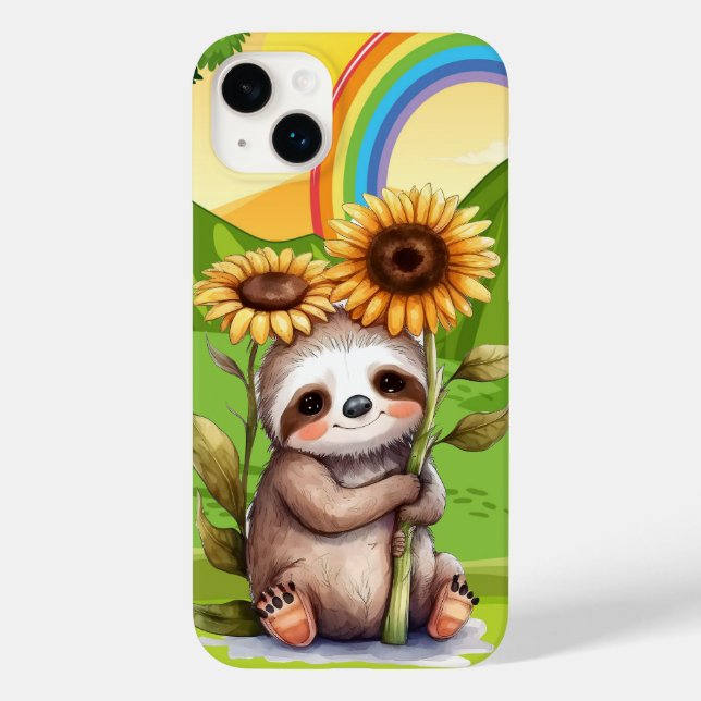 cute sunflower sloth lovers Case-Mate iPhone case (Back)