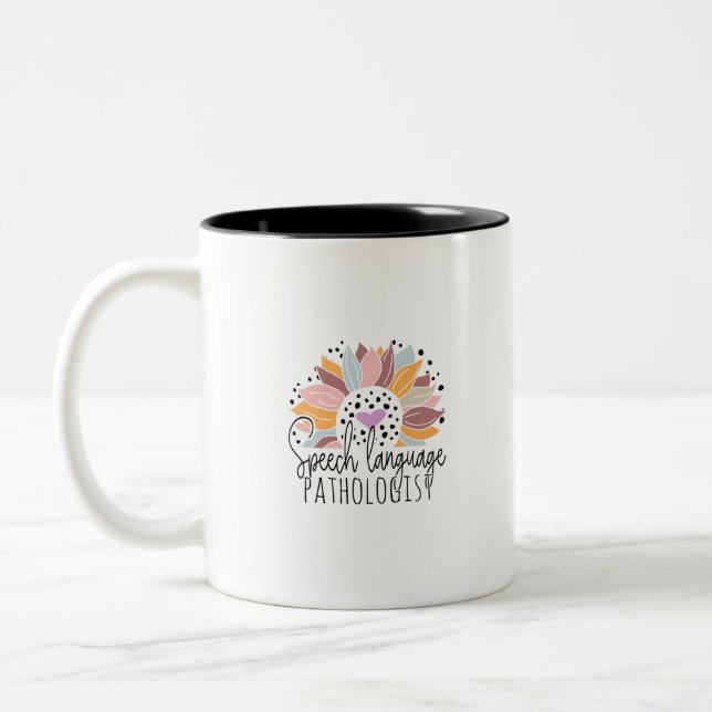 Cute Sunflower Speech Pathologist Two-Tone Coffee Mug (Left)