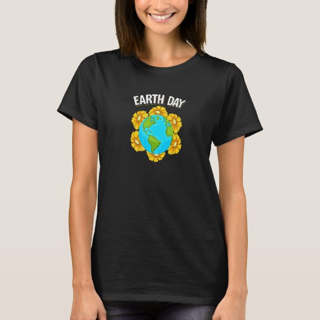 Cute Sunflower World Gardening Earth Day Arbor Day T-Shirt (Front)