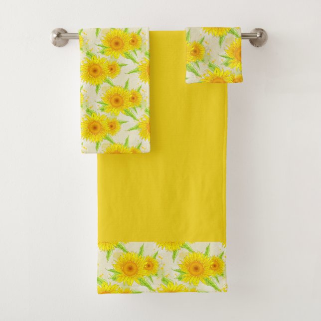 Cute Sunflowers Bath Towel Set (Insitu)