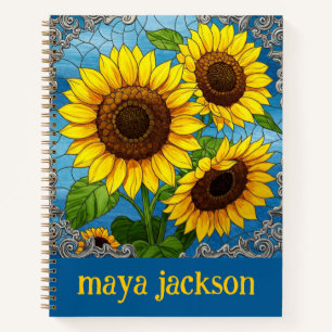 Cute Sunflowers Personalized Notebook