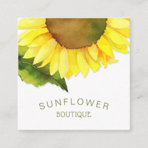 Cute Sunny Sunflower Square Business Card