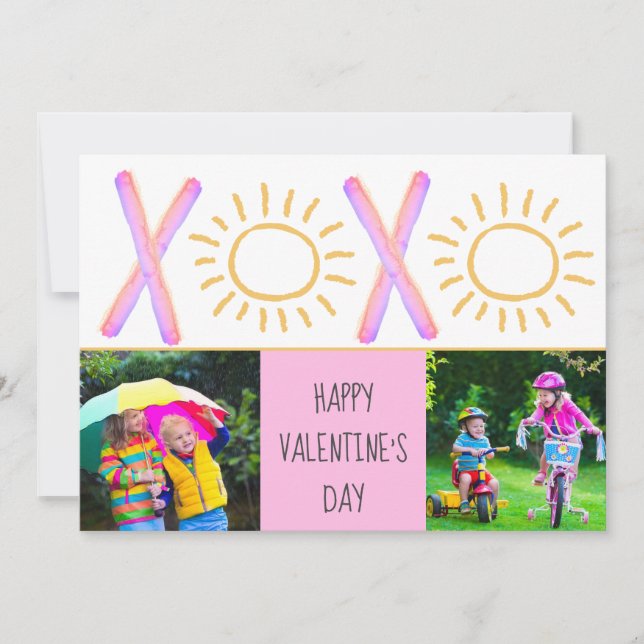 Cute Sunny XOXO Carte photo de la Saint Valentin r (Devant)