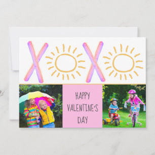 Cute Sunny XOXO Pink Valentine's Day Photo Card