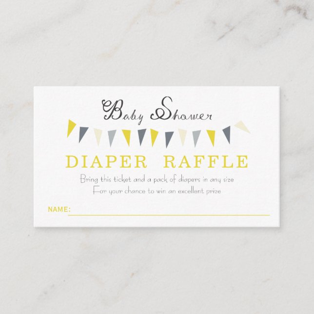 Cute Sunny Yellow Elegance Diaper Raffle Enclosure Card (Front)
