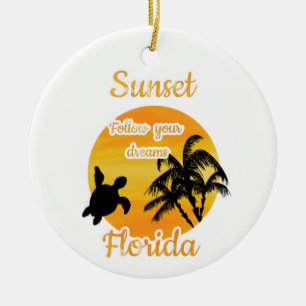 Cute Sunset in Florida Ceramic Ornament
