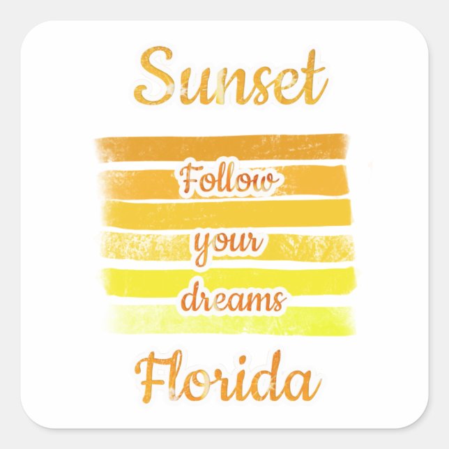 Cute Sunset in Florida   Square Sticker (Front)
