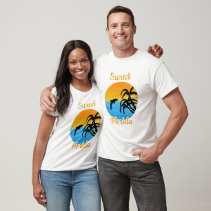 Cute Sunset in Florida with a dolphin T-Shirt