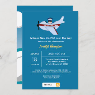 Cute Sunshade Pilot and Airplane Baby Shower   Invitation