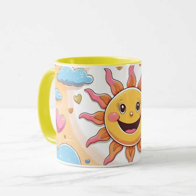 Cute Sunshine and Rainbows Kids Pattern Mug (Front Left)