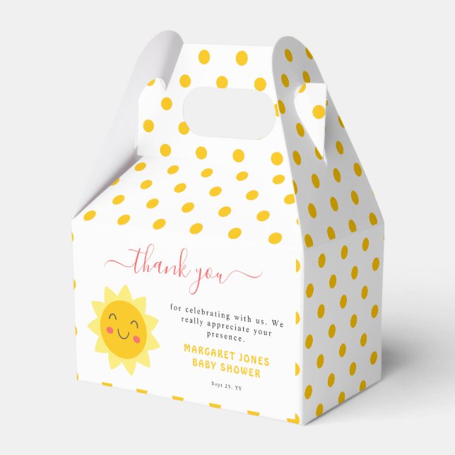 Cute Sunshine Baby Shower Favour Box (Front Side)