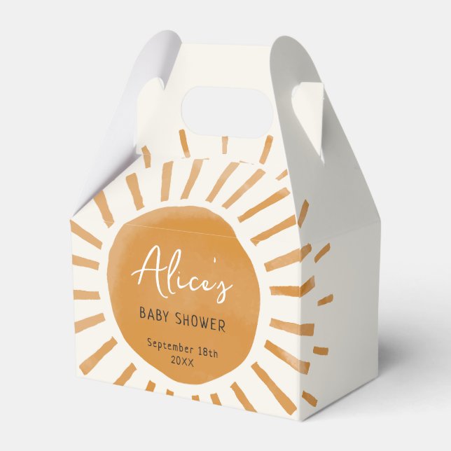 Cute Sunshine Boho Baby Shower Favor Box (Front Side)