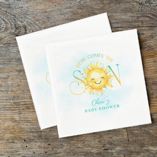 Cute Sunshine Here Comes the Son Baby Shower Napkin
