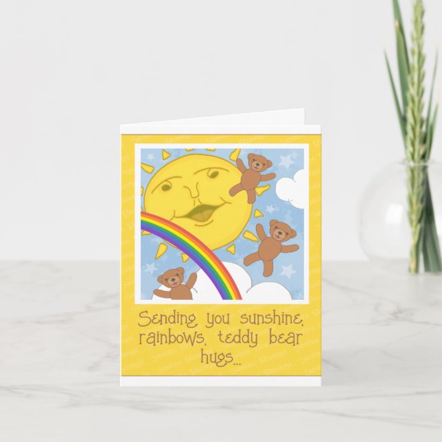 Cute Sunshine Rainbow Get Well Soon Recovery Card (Front)