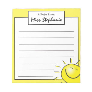 Cute Sunshine Smile Face From Teacher Notepad