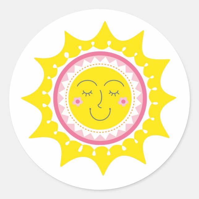Cute Sunshine Yellow Classic Round Sticker (Front)