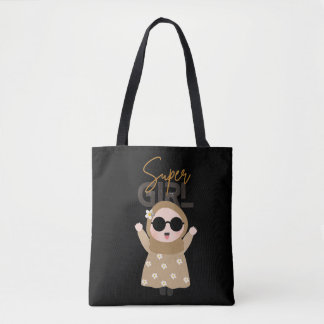 Cute "Super Girl" Illustration Tote Unique Islamic