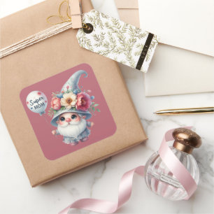 Cute super Mom gnome  Square Sticker