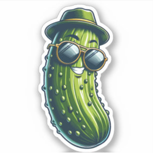 Cute Super Pickle Custom-Cut Vinyl Stickers