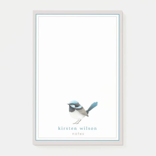 Cute Superb Fairy Wren - Personalized  Post-it Notes (Front)