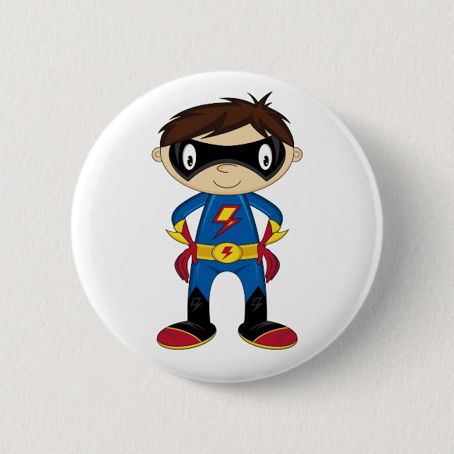 Cute Superhero Boy 2 Inch Round Button (Front)