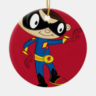 Cute Superhero Boy Ceramic Ornament