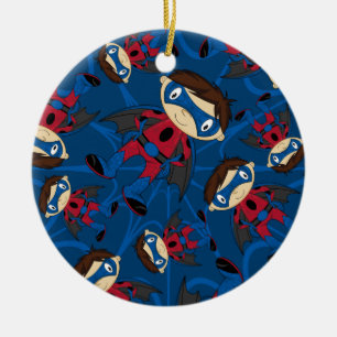 Cute Superhero Boy Pattern Ceramic Ornament