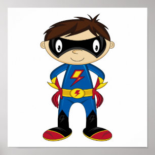 Cute Superhero Boy Poster