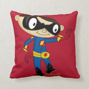 Cute Superhero Boy Throw Pillow