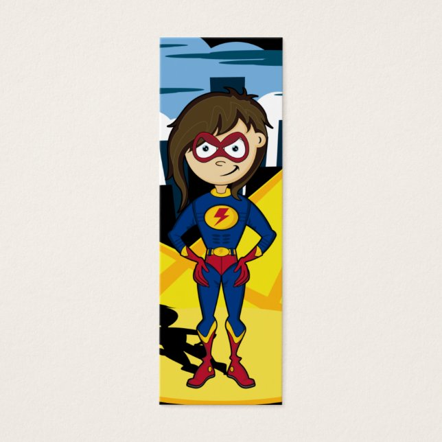 Cute Superhero Girl Bookmark (Front)