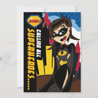 Cute Superhero Girl Party Invite