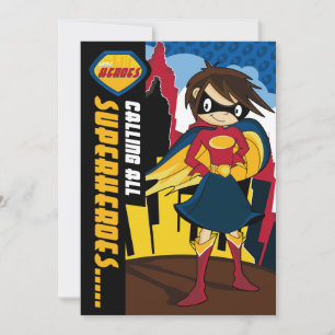 Cute Superhero Girl Party Invite
