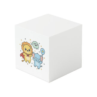 Cute Superhero Lion and Elephant Friends Cartoon Cube