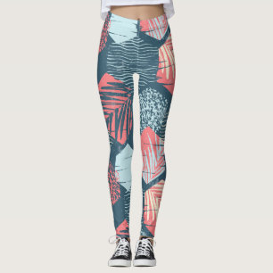 Cute Surf Wave Motif Leggings