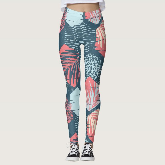 Cute Surf Wave Pattern Leggings (Front)