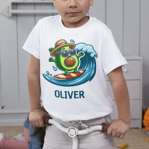 Cute Surfer Avocado Hits the Waves Personalized T-Shirt