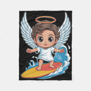 Cute Surfing Angel Chibi Fleece Blanket