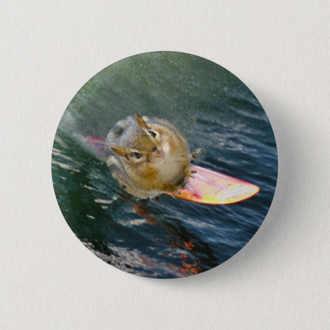 Cute Surfing Chipmunk 2 Inch Round Button (Front)
