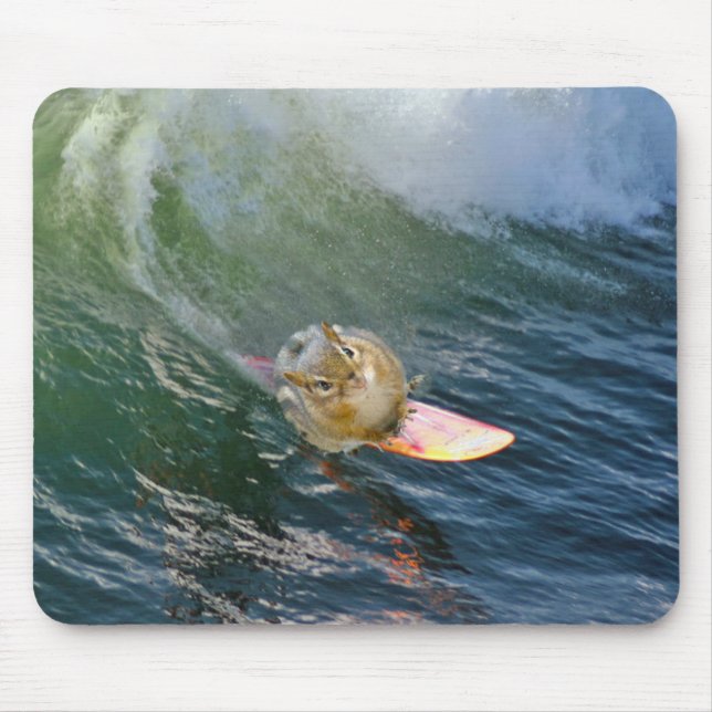 Cute Surfing Chipmunk Mouse Pad (Front)