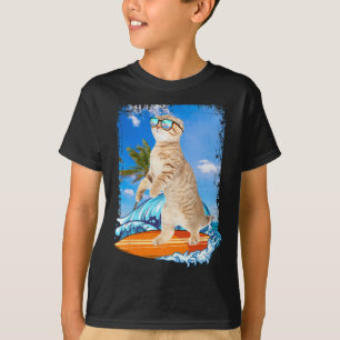 Cute Surfing Hawaiian Cat Lover Surfer Beach Summe T-Shirt