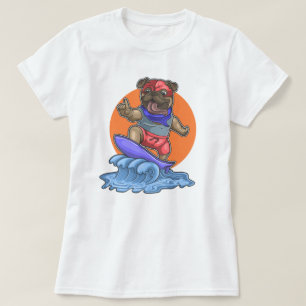Cute Surfing Pug T-Shirt