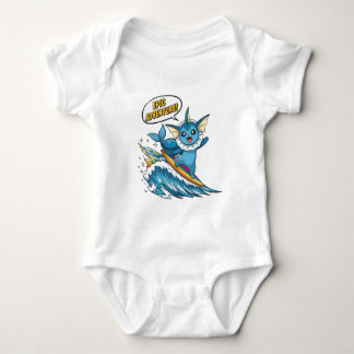Cute Surfing Vaporeon - Eevee Evolution Water Type Baby Bodysuit