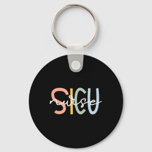 Cute Surgical Icu Nurse Sicu Team Co. Women's Blac Keychain