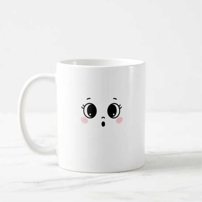 Cute Surprised Anime Face Coffee Mug  (Left)